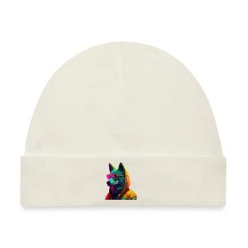 Wolf mit Sonnenbrille Wölfe Raubtier - Baby Premium Organic Mütze - Naturweiß - Vorne