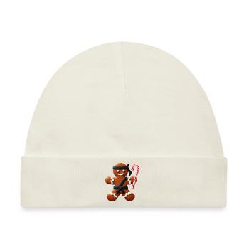 Lustige Ninja Lebkuchenmann Keks-Zuckerstange - Baby Premium Organic Mütze - Naturweiß - Vorne