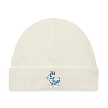 Schneeball-Showdown: Siberian Husky Delight - Baby Premium Organic Mütze - Naturweiß - Vorne