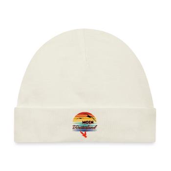 Moin Westerland mit Möwe im Retro Style-Westerland - Baby Premium Organic Mütze - Naturweiß - Vorne
