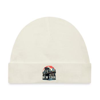 New York – Brooklyn Bridge und Skyline - Baby Premium Organic Mütze - Naturweiß - Vorne