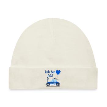 Polizeiauto Ich bin jetzt Geburtstag - Baby Premium Organic Mütze - Naturweiß - Vorne