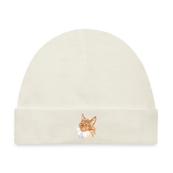 Ingwer Katze Porträt - Baby Premium Organic Mütze - Naturweiß - Vorne