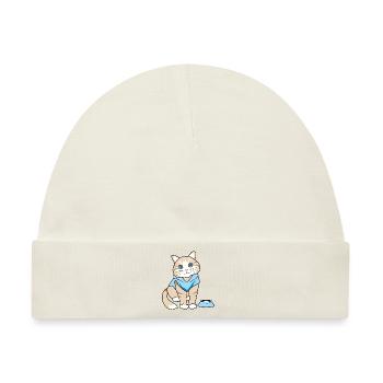 Süße Katze mit Napf - Baby Premium Organic Mütze - Naturweiß - Vorne