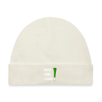 Hallo I bims 1 Lauch - Baby Premium Organic Mütze - Naturweiß - Vorne