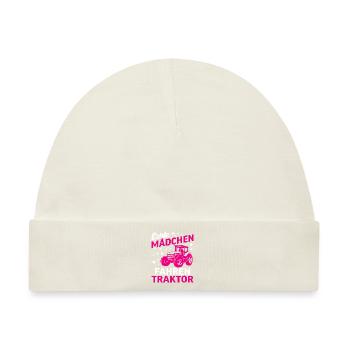 Echte Mädchen Fahren Traktor - Baby Premium Organic Mütze - Naturweiß - Vorne