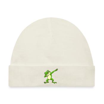 Cooler Frosch Dabbing Pose Trendig - Baby Premium Organic Mütze - Naturweiß - Vorne