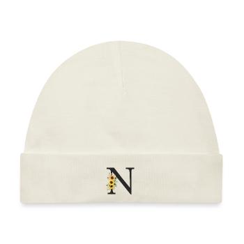 N Monogramm Sonnenblumen - Baby Premium Organic Mütze - Naturweiß - Vorne