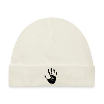 Hand Handabdruck Fingerabdruck Stencil - Baby Premium Organic Mütze - Naturweiß - Vorne