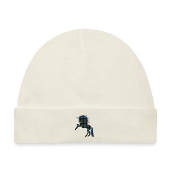 Tartan-T-Shirt für das stolze schottische Einhorn- - Baby Premium Organic Mütze - Naturweiß - Vorne
