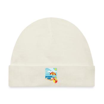Sommerzeit am Strand mit Sonnenschirm im Urlaub - Baby Premium Organic Mütze - Naturweiß - Vorne