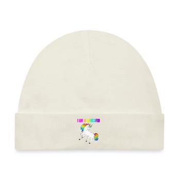 I am a Unicorn - Ich bin ein Einhorn - Baby Premium Organic Mütze - Naturweiß - Vorne