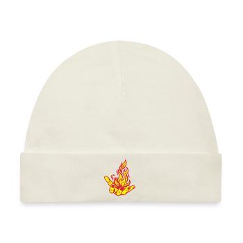 offene Hand offene Flamme, Feuer Fire1 Hand - Baby Premium Organic Mütze - Naturweiß - Vorne