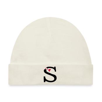 Großbuchstabe S mit Herzen - Baby Premium Organic Mütze - Naturweiß - Vorne