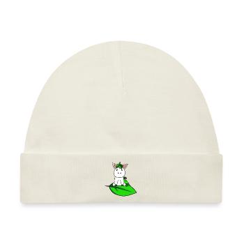 Bio Öko Einhorn - Baby Premium Organic Mütze - Naturweiß - Vorne