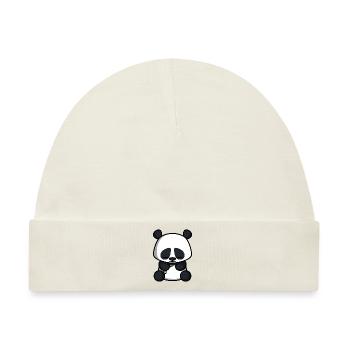 Müder Panda - Baby Premium Organic Mütze - Naturweiß - Vorne
