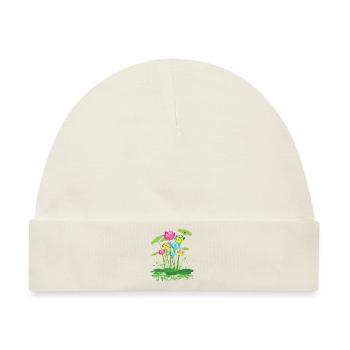 bunte Seerosen Blumen - Baby Premium Organic Mütze - Naturweiß - Vorne