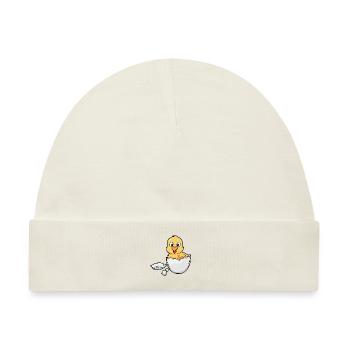 Oster Küken Huhn Baby Ei schlüpfen Geburt Osterei - Baby Premium Organic Mütze - Naturweiß - Vorne