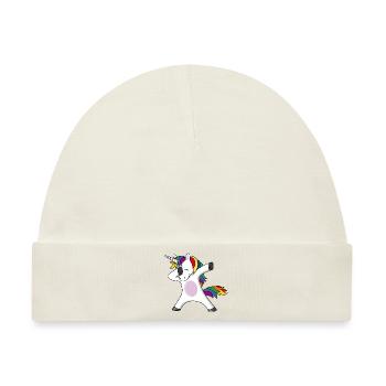 Dabbing Unicorn Einhorn Dab Regenbogen Pferd - Baby Premium Organic Mütze - Naturweiß - Vorne