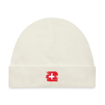 Schweiz Flagge - Baby Premium Organic Mütze - Naturweiß - Vorne