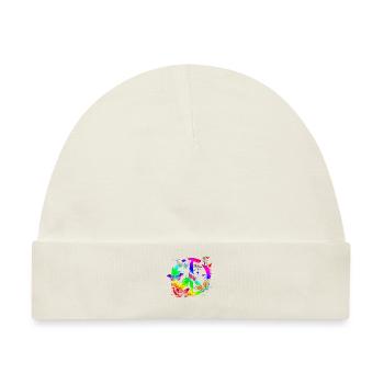 Hippie Schmetterlinge Hippies Flower Power 60s - Baby Premium Organic Mütze - Naturweiß - Vorne