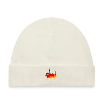 Berlin Skyline Deutschland Flagge Deutsche Fahne - Baby Premium Organic Mütze - Naturweiß - Vorne