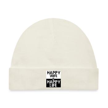 Happy Wife Happy Life - Baby Premium Organic Mütze - Naturweiß - Vorne