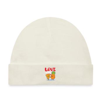Love Is Love - Pizza Hawaii Liebe - Ananas Pizza - Baby Premium Organic Mütze - Naturweiß - Vorne