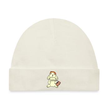 Hase mit Mütze und Korb - Baby Premium Organic Mütze - Naturweiß - Vorne