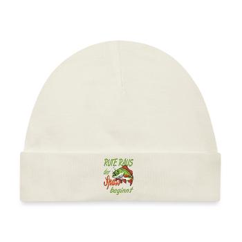 Rute Raus Der Spass Beginnt für einen Angler - Baby Premium Organic Mütze - Naturweiß - Vorne