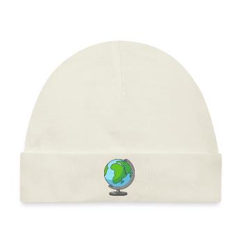 Globus Erde Welt Erdkugel Weltkugel - Baby Premium Organic Mütze - Naturweiß - Vorne