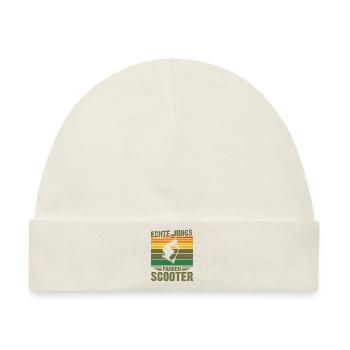 Scooter | Echte Jungs fahren Scooter Geschenk - Baby Premium Organic Mütze - Naturweiß - Vorne