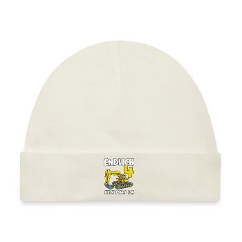 4. Geburtstag Bagger Geschenk Junge 4 Jahre Jungen - Baby Premium Organic Mütze - Naturweiß - Vorne