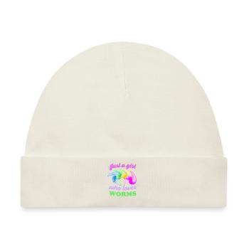 Wurm auf einer Schnur nur ein Mädchen, das Worms liebt - Baby Premium Organic Mütze - Naturweiß - Vorne