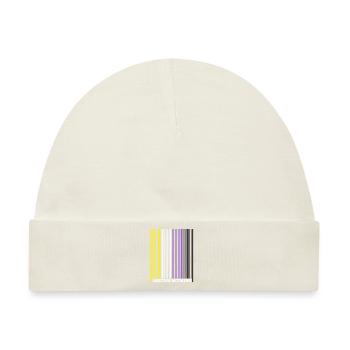 Nonbinary Flag Barcode Enby Genderqueer LGBT - Baby Premium Organic Mütze - Naturweiß - Vorne