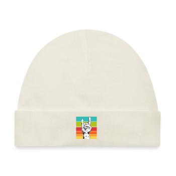 Vintage Rocker Handzeichen Rockmusik Retro Zeichen - Baby Premium Organic Mütze - Naturweiß - Vorne