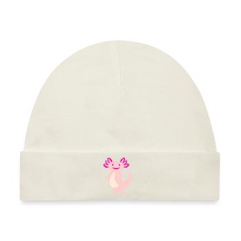 Knuffiger Axolotl (3c, Kawaii Schwanzlurch) - Baby Premium Organic Mütze - Naturweiß - Vorne