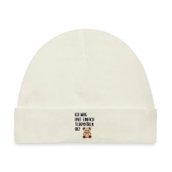 Teddybär Lustiger Spruch Teddy Plüsch Bär Geschenk - Baby Premium Organic Mütze - Naturweiß - Vorne