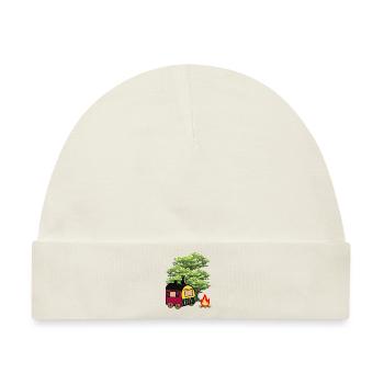 Hippie Bauwagen Natur Wildnis Katze Hütte Haus - Baby Premium Organic Mütze - Naturweiß - Vorne