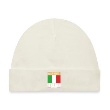 Warning Italian on Tour - Baby Premium Organic Mütze - Naturweiß - Vorne