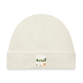Arbeite in meinem Garten und hänge mit meinen Katzen zusammen - Baby Premium Organic Mütze - Naturweiß - Vorne