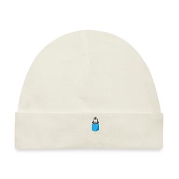 Böser Pinguin Brusttasche Print Seevogel Geschenk - Baby Premium Organic Mütze - Naturweiß - Vorne