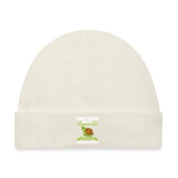 Schildkröte Schrittzähler Lustiger Spruch Sport - Baby Premium Organic Mütze - Naturweiß - Vorne