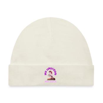 Mein Einhorn mein Glück Fabel Märchen Geschenkidee - Baby Premium Organic Mütze - Naturweiß - Vorne
