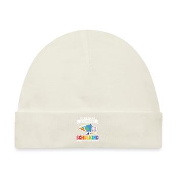 Schulkind Schulanfang Schulbeginn Geschenk - Baby Premium Organic Mütze - Naturweiß - Vorne