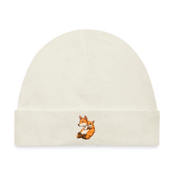 Starker Fuchs mit Fuchs Kind für einen Fuchs - Baby Premium Organic Mütze - Naturweiß - Vorne