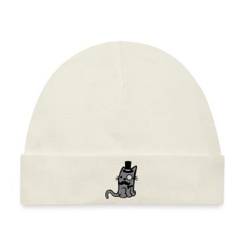 Monokel Brille Herr Katze - Baby Premium Organic Mütze - Naturweiß - Vorne