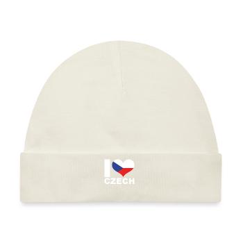 Ich liebe Tschechien Herz Flagge Tschechien - Baby Premium Organic Mütze - Naturweiß - Vorne