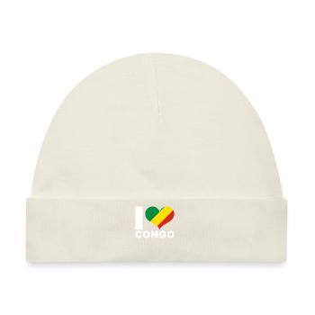 Ich liebe Kongo Herz Flagge Kongo - Baby Premium Organic Mütze - Naturweiß - Vorne