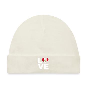 Ich liebe Peru Herz Flagge Peru - Baby Premium Organic Mütze - Naturweiß - Vorne